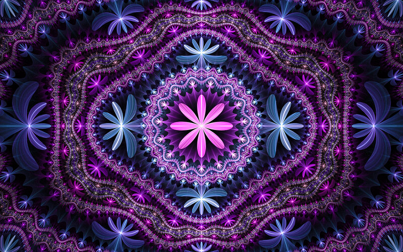 Purple Fractal Mandala — Hypnotic, Digital Art