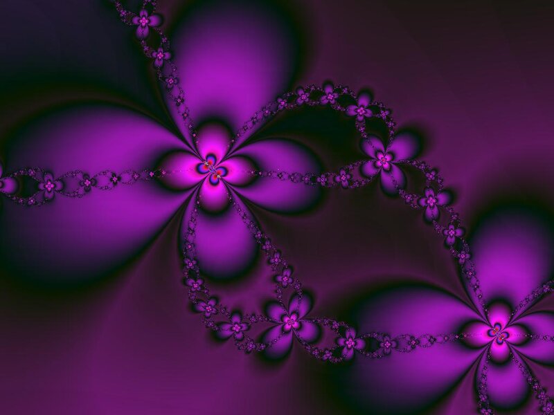 Purple Fractal Pattern — Hypnotic, Abstract, Flowers, Spirals, Light