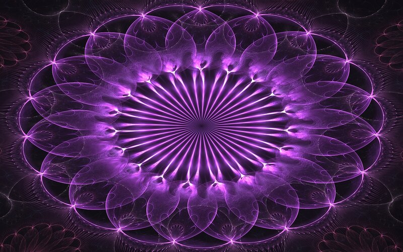 Purple Fractal Pattern — Hypnotic, Abstract, Light Rays