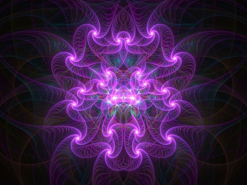Purple Fractal Pattern — Hypnotic, Abstract, Light, Swirls, Center