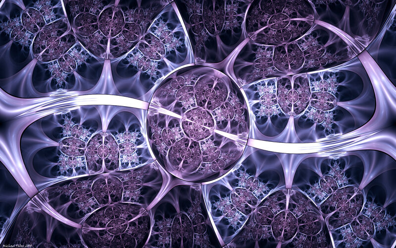 Purple Fractal Pattern — Hypnotic, Digital Art, Circles, Tendrils, Light