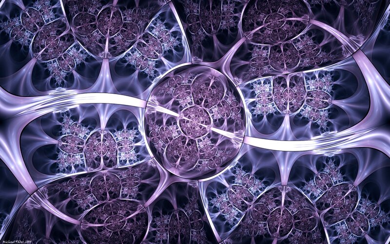 Purple Fractal Pattern — Hypnotic, Digital Art, Circles, Tendrils