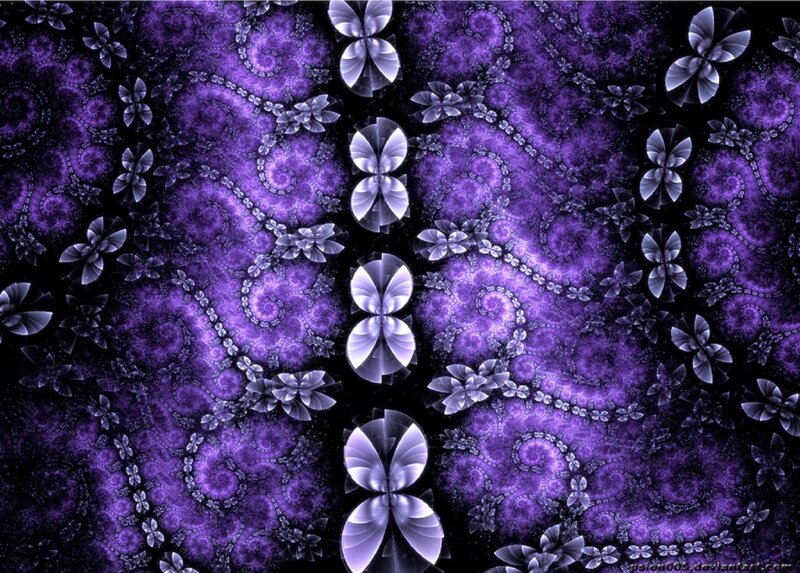 Purple Fractal Pattern — Hypnotic, Digital Art, Flowers