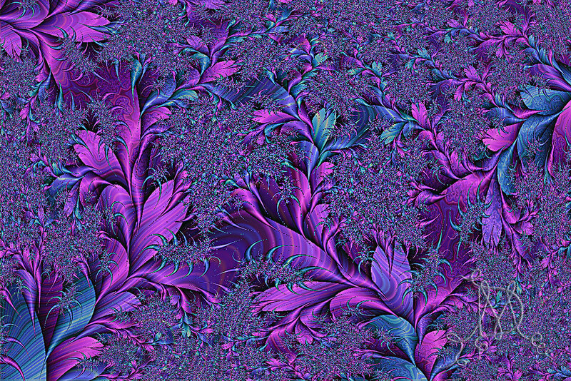 Purple Fractal Pattern — Hypnotic, Digital Art, Leaf-like Shapes