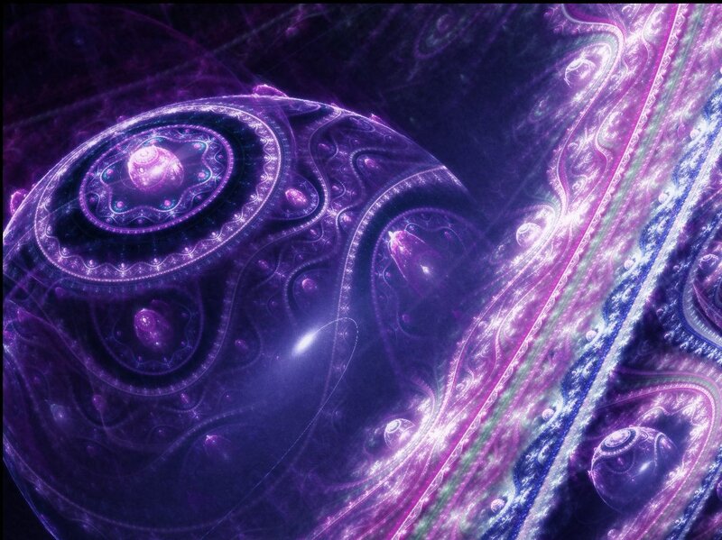 Purple Fractal Pattern — Hypnotic, Digital Art, Light, Space