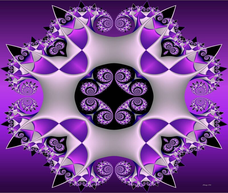 Purple Fractal Pattern — Hypnotic, Digital Art, Spirals, Symmetry, Geometric Shapes