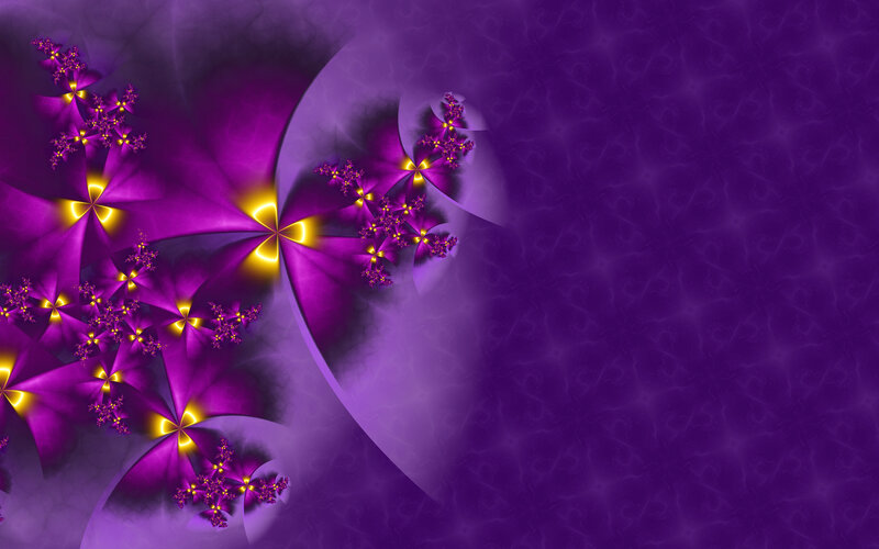 Purple Fractal Pattern — Hypnotic, Digital Art, Yellow Lights