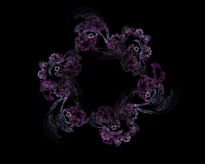 Purple Fractal Pattern — Mysterious, Digital Art, Flowers