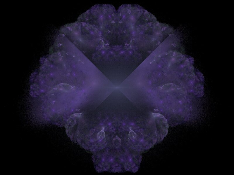 Purple Fractal Pattern — Mystical, Digital Art, Light Beams