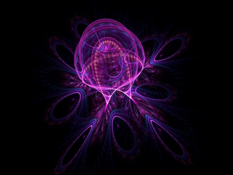 Purple Fractal Pattern — Mystical, Digital Art, Light, Darkness