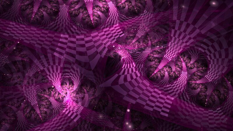 Purple Fractal Patterns — Hypnotic, Digital Art, Checkered Pattern
