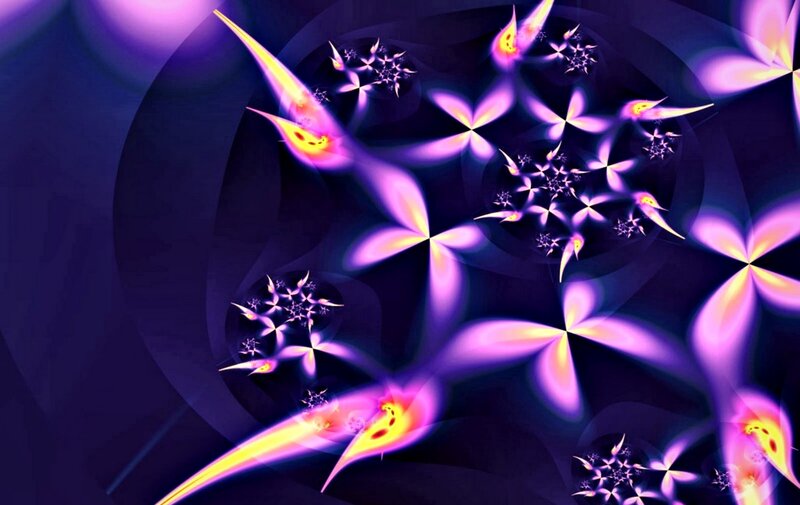 Purple Fractal Patterns — Hypnotic, Digital Art, Flowers