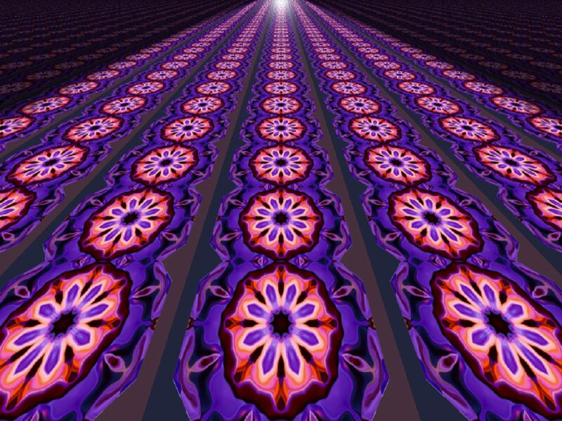 Purple Fractal Patterns — Hypnotic, Digital Art, Tunnel
