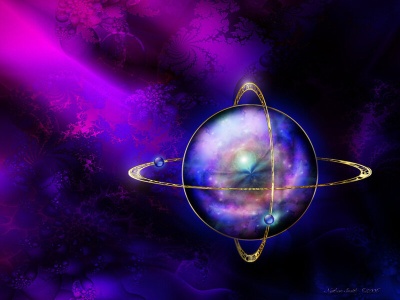 Purple fractal planet with rings
