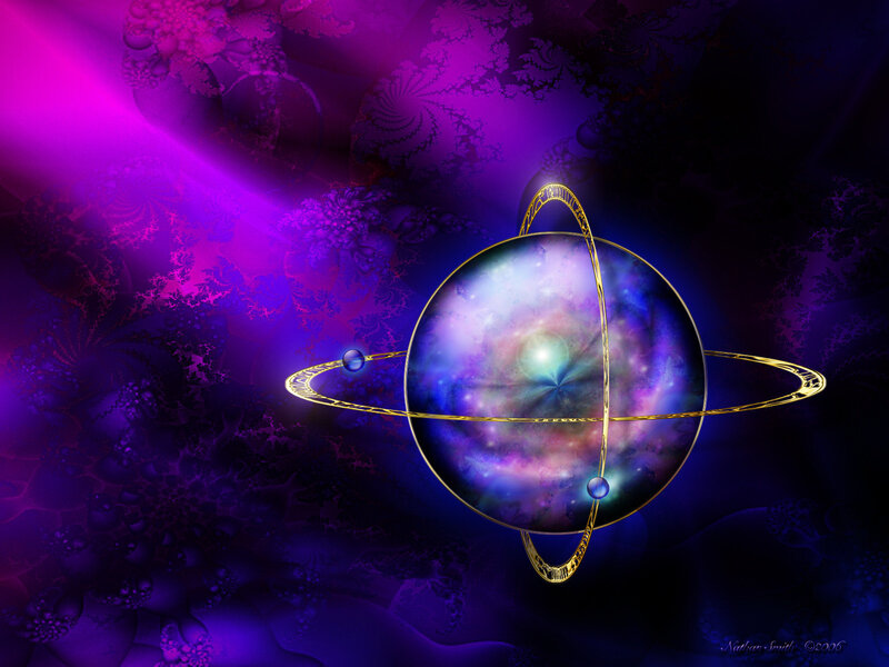 Purple fractal planet with rings