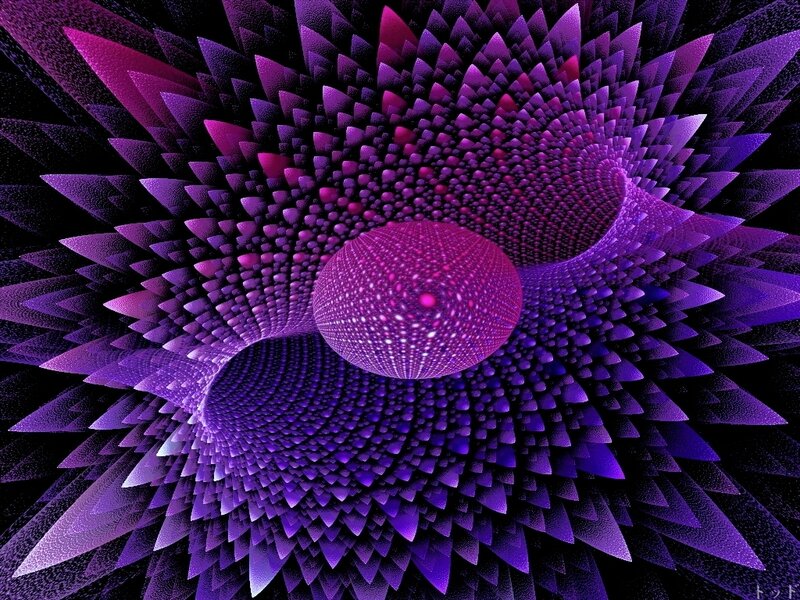 Purple Fractal Sphere — Hypnotic, Digital Art, Spikes