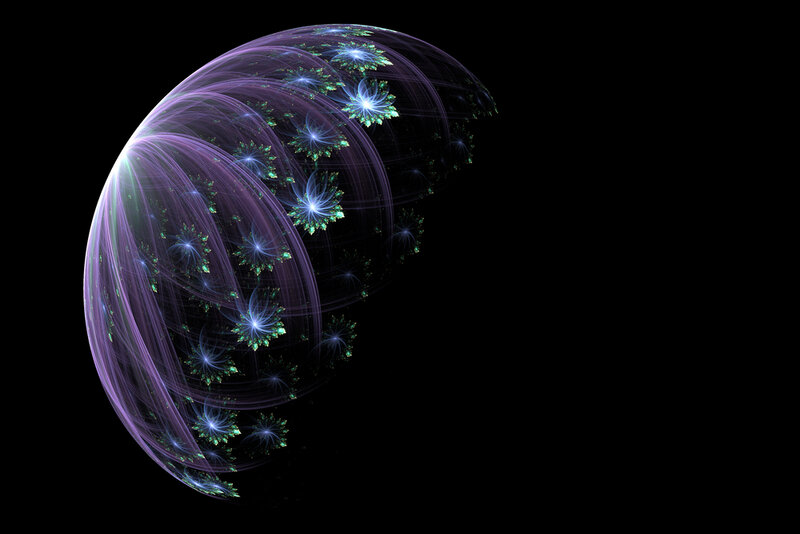Purple Fractal Sphere — Mystical, Digital Art
