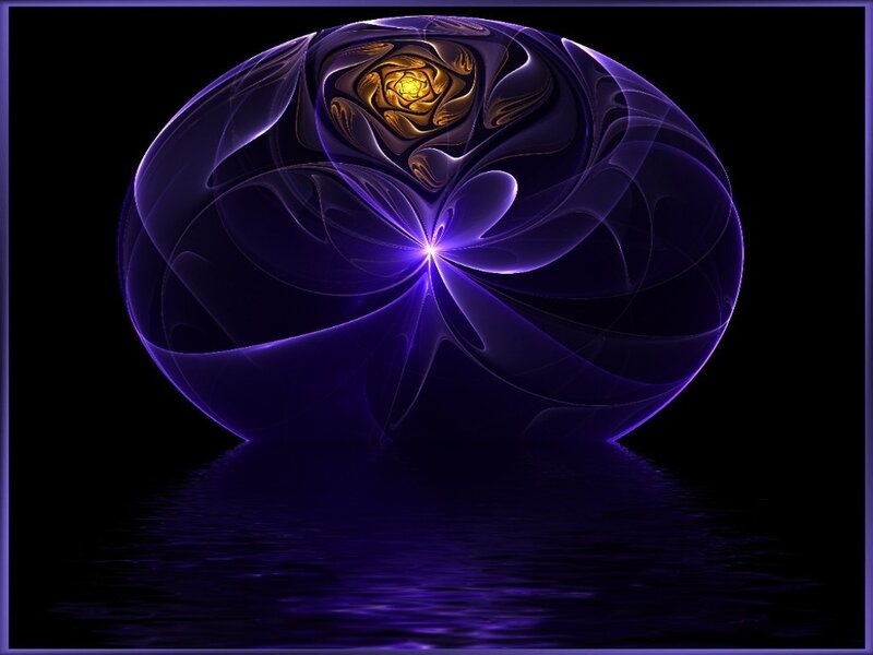 purple fractal sphere with golden core
