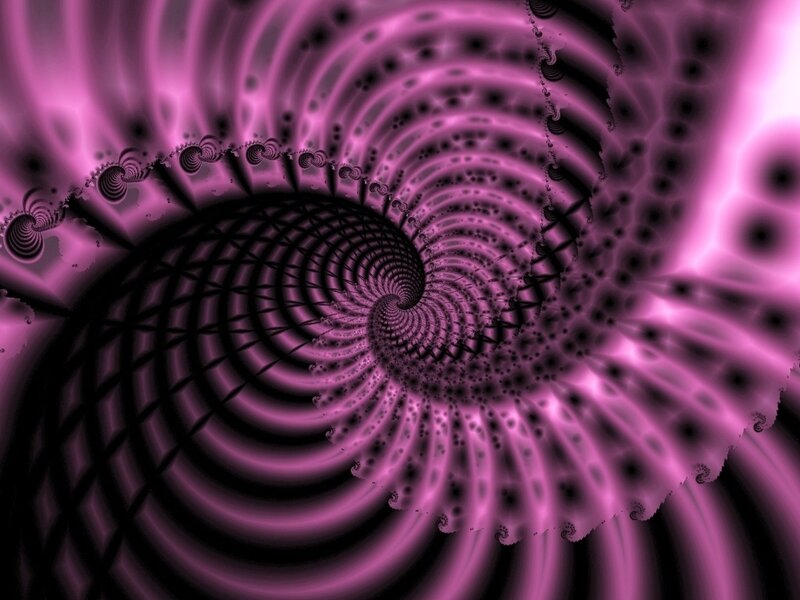 Purple Fractal Spiral — Hypnotic, Abstract, Black