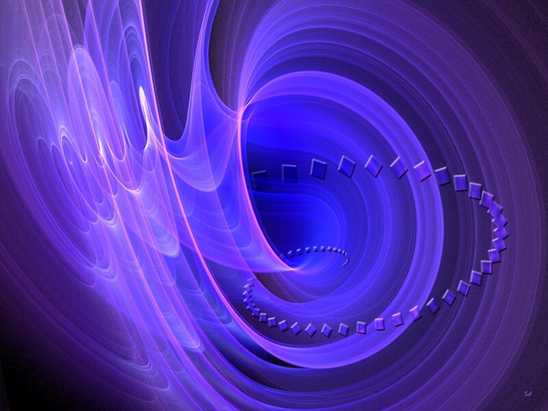 Purple Fractal Spiral — Hypnotic, Abstract, Squares