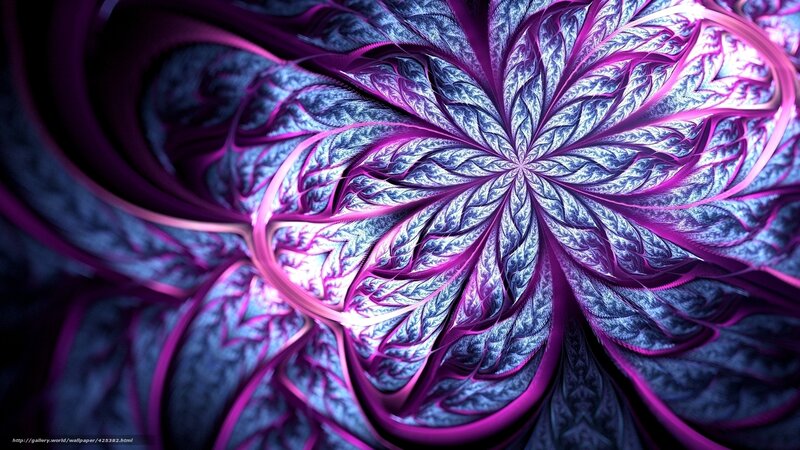 Purple Fractal Spiral — Hypnotic, Digital Art, Light, Pattern