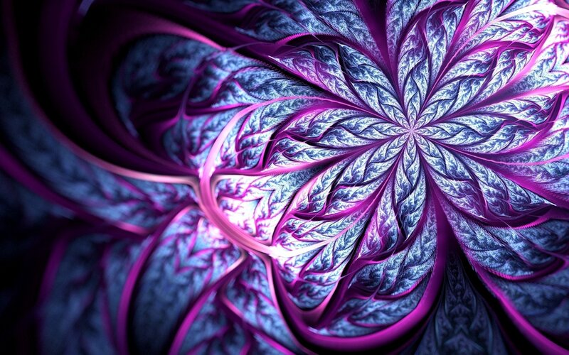 Purple Fractal Spiral — Hypnotic, Digital Art, Light