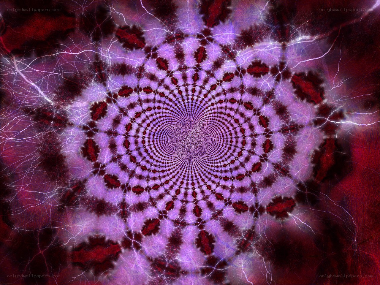 purple fractal spiral with lightning