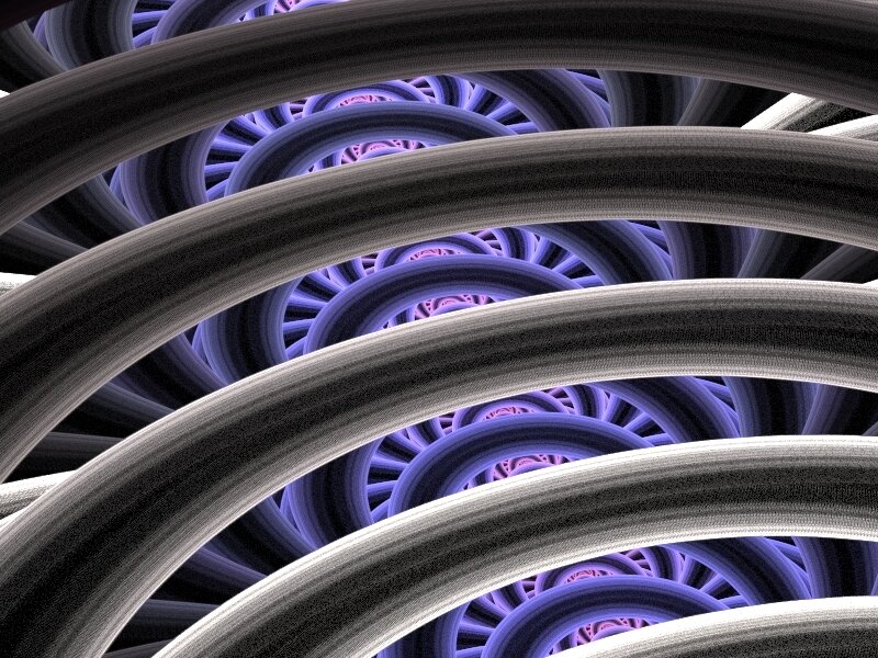 Purple Fractal Spirals — Hypnotic, Digital Art, Circles, Patterns