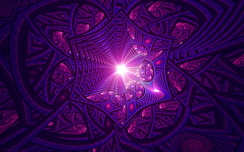 Purple Fractal Tunnel — Hypnotic, Digital Art, Light