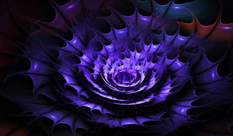 Purple Fractal Tunnel — Hypnotic, Digital Art