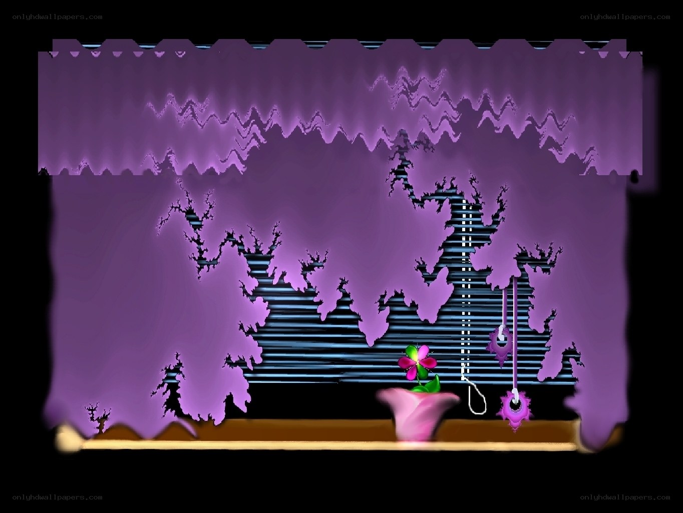 purple fractal window scene