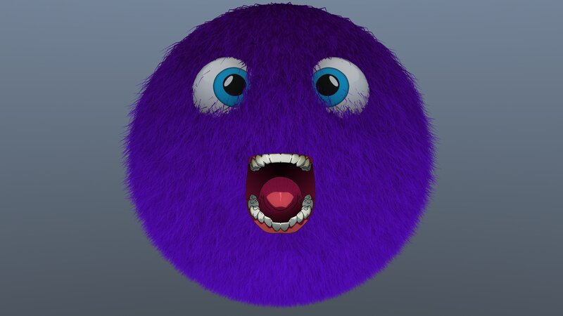 purple furry monster face