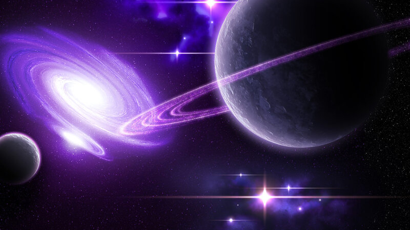 Purple Galaxy and Planets — Cosmic, Night