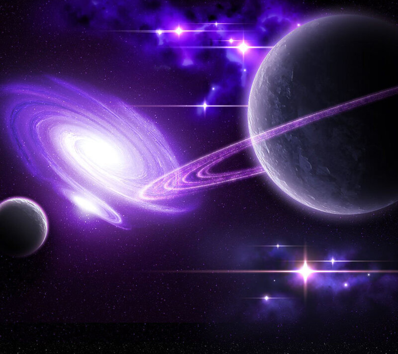 Purple Galaxy and Planets — Cosmic