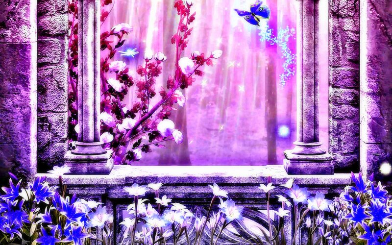 Purple Garden with Flowers