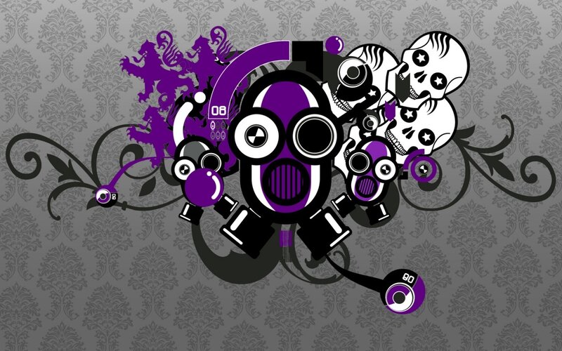 purple gas mask art