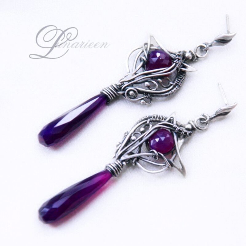 Purple Gemstone Earrings — Elegant