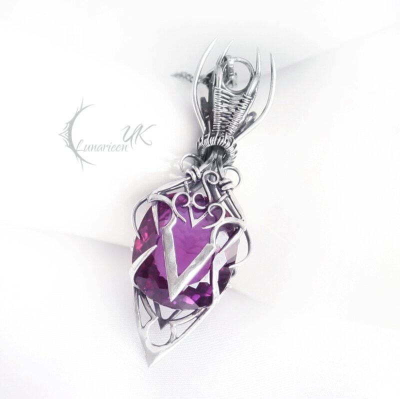 Purple Gemstone Pendant — Elegant, Photograph, Silver Metal