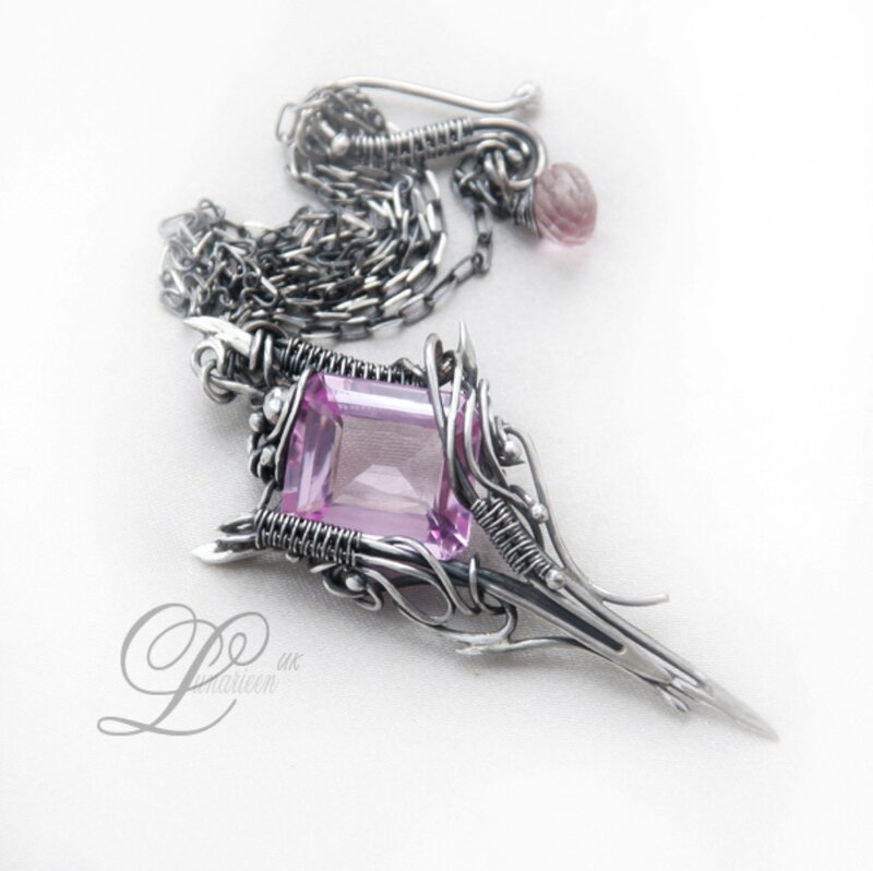 Purple Gemstone Pendant — Silver, Elegant
