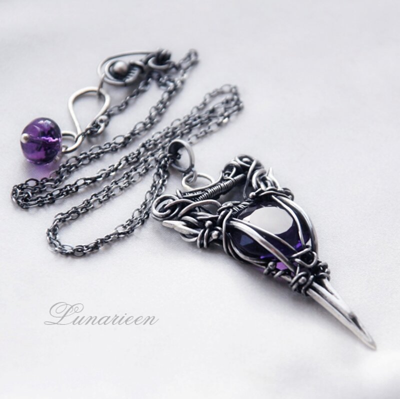 Purple Gemstone Pendant — Silver
