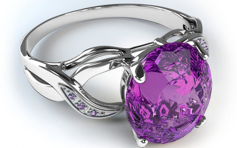 Purple Gemstone Ring — Elegant, 3d Render