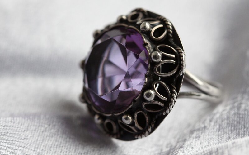 Purple Gemstone Ring — Neutral, Photograph, Silver Metal