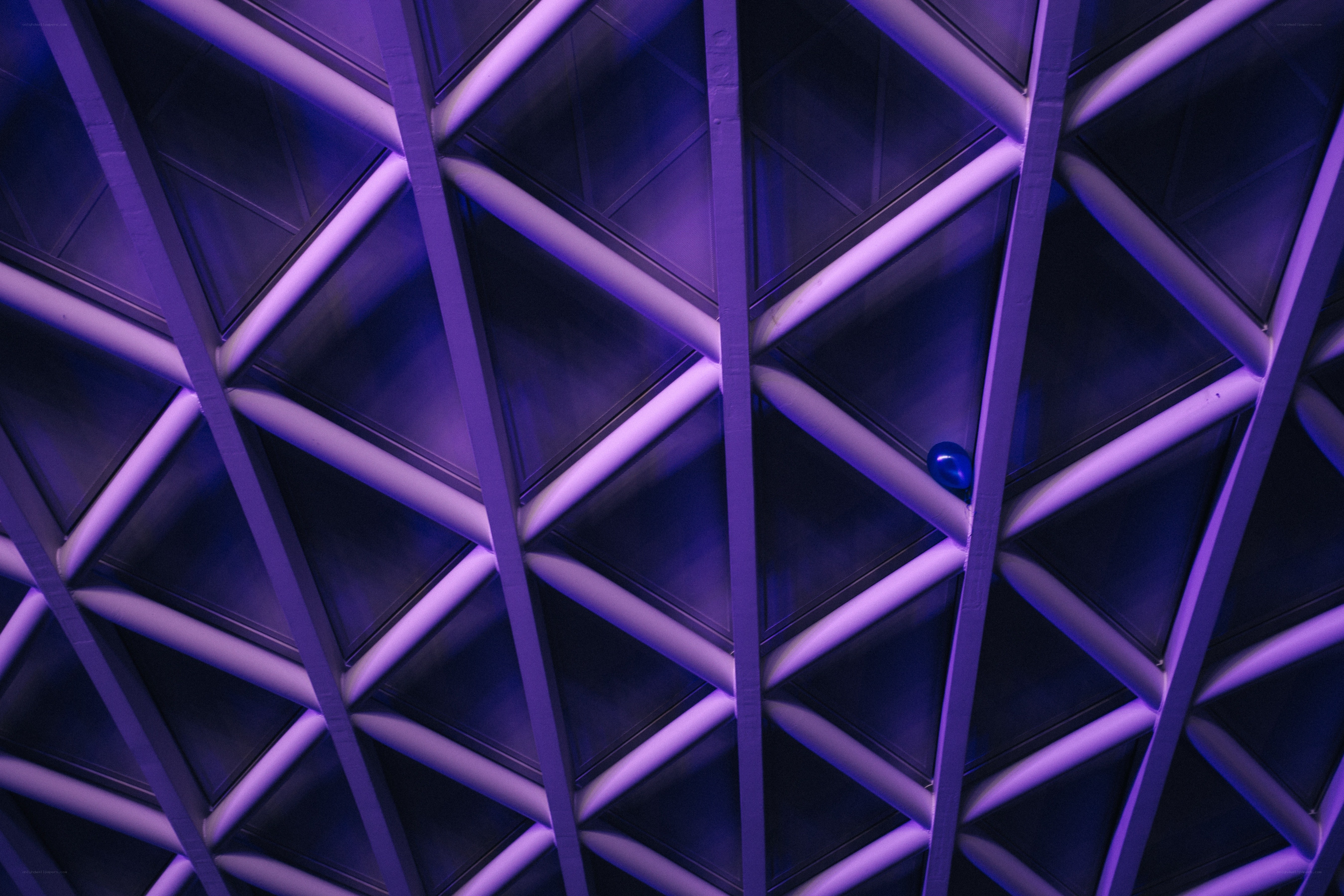 purple geometric ceiling structure