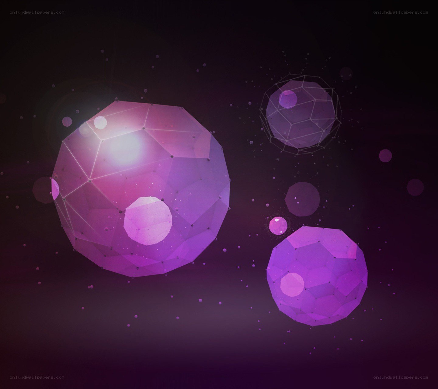 purple geometric spheres in space
