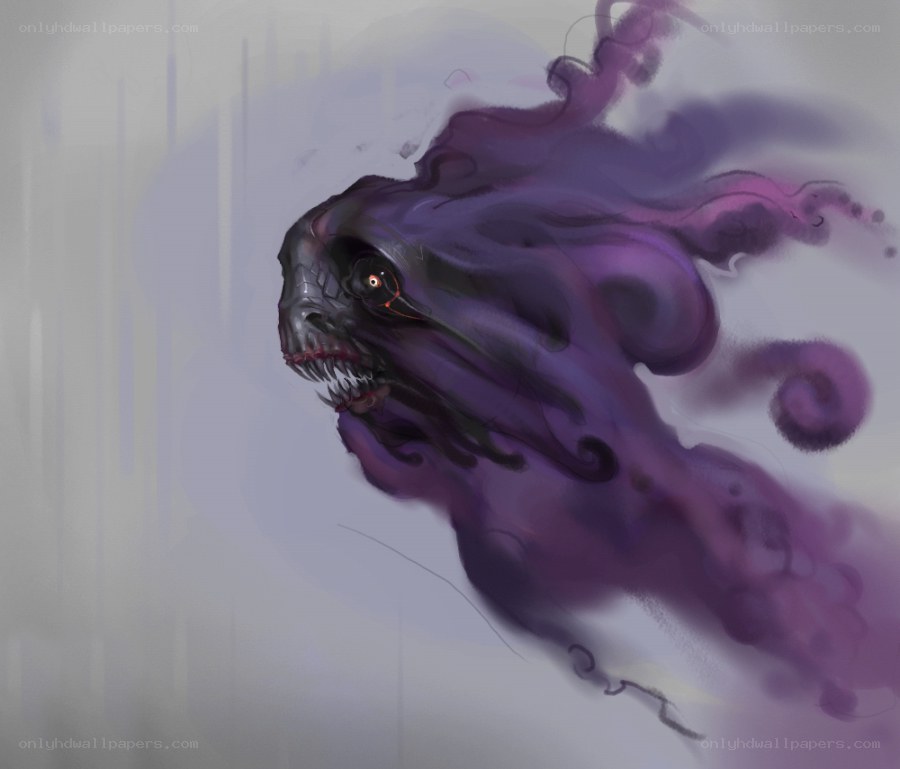 purple ghostly creature