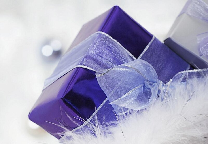 Purple Gift Box — Festive, Photograph