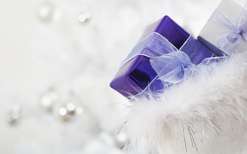 Purple Gift Box — Festive, Winter, Photograph
