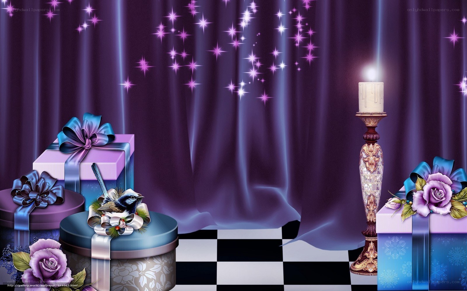 Purple gift box scene