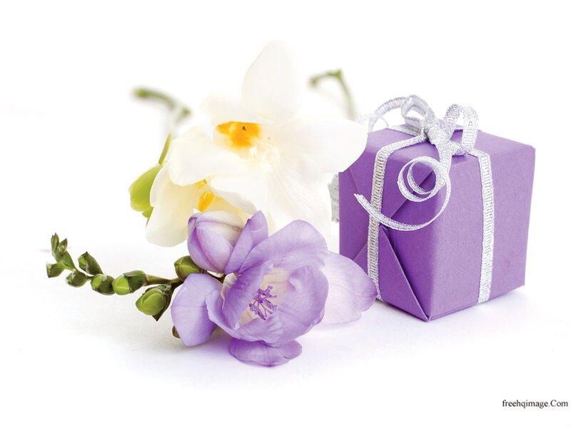Purple Gift Box with Flowers — Calm