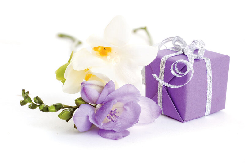 Purple Gift Box with Flowers